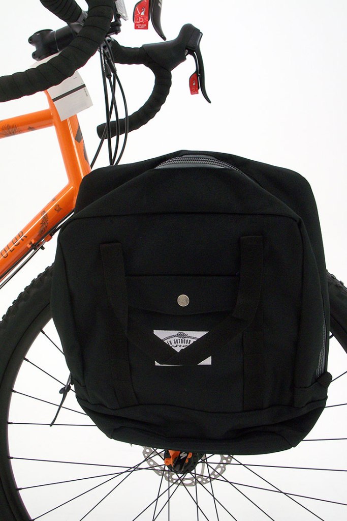 The limited edition AWOLxPoler edition comes with a front rack and Poler panniers