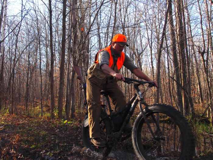 Hitting the trail is a blast on a fat bike, and on ATV trails, the wide footprint of the 4 inch tires inspired confidence in ruts and wet sections of the trail.